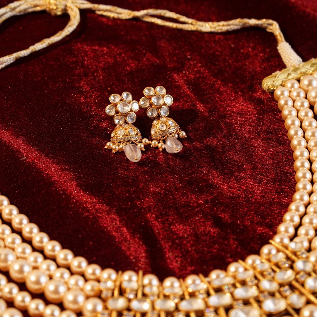 Riwaayat Pearl Kundan Necklace Set with Earrings
