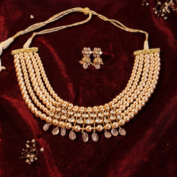 Riwaayat Pearl Kundan Necklace Set with Earrings