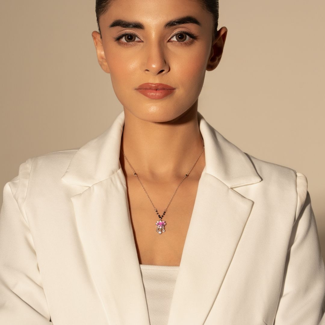 Ruhika Lotus Drop Silver Mangalsutra