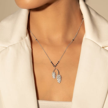 Iravya Twin Petal Silver Mangalsutra
