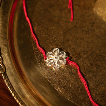 Classic Floral Silver Tarakashi  Rakhi
