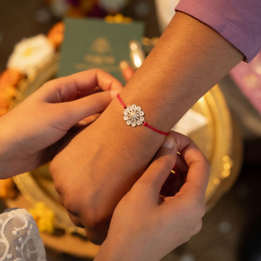 Vasanta Bloom Silver Rakhi