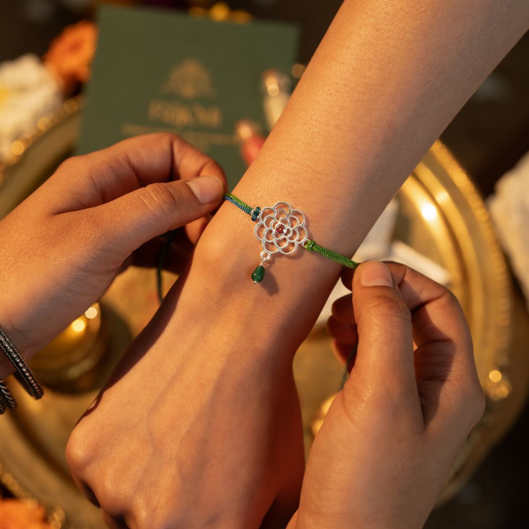 Pushkara Bloom Silver Rakhi
