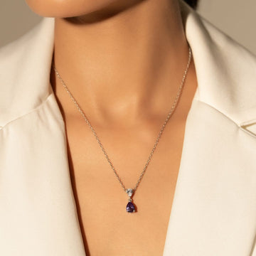 Velora Violet Drop Pendant With Chain