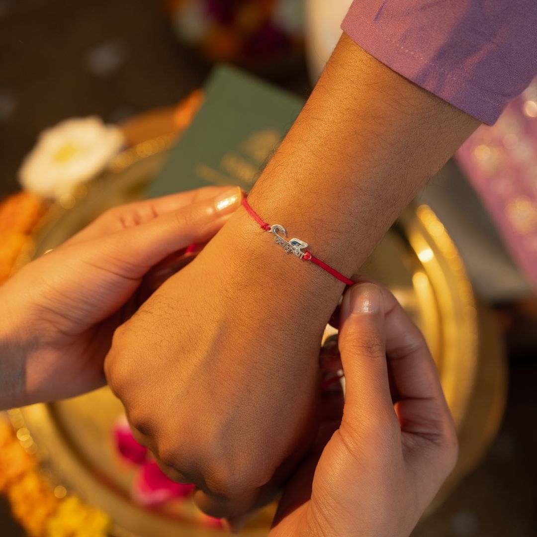 Radha Krishna Silver Rakhi