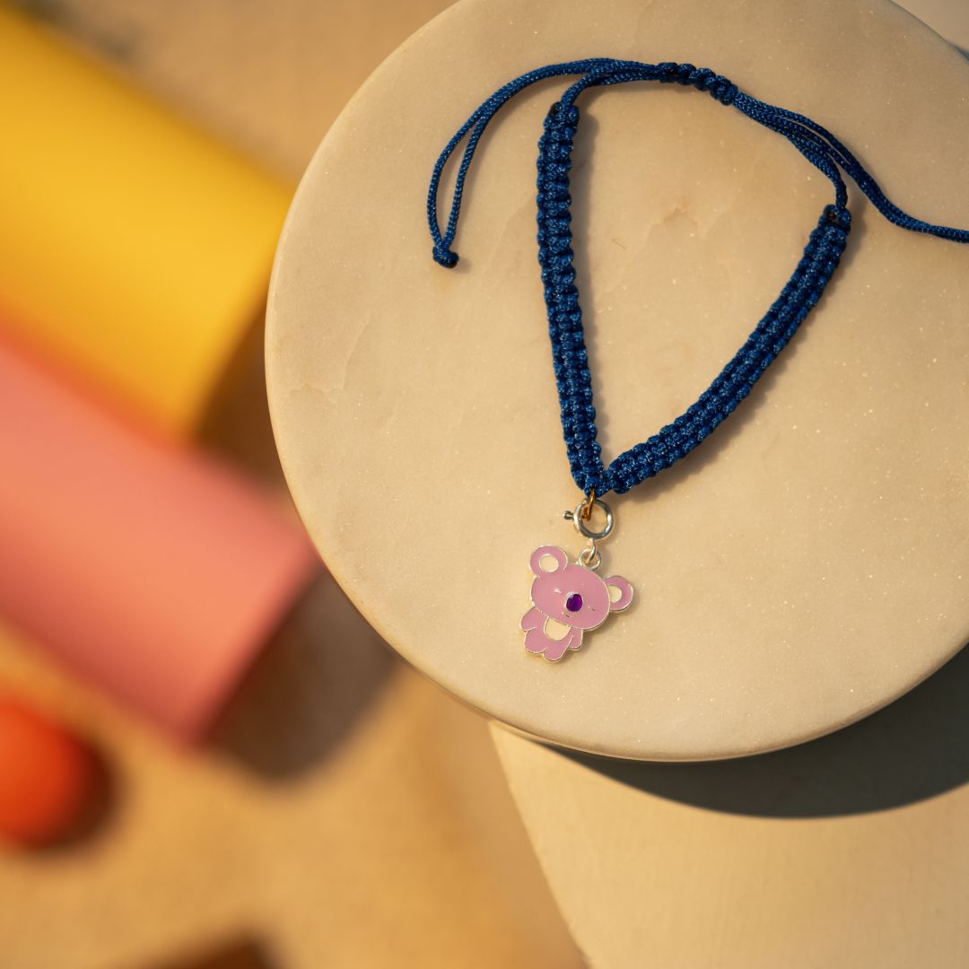 Lilac Bear Silver Kids Rakhi