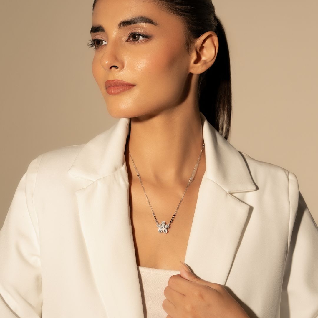 Zivah Floral Silver Mangalsutra