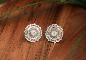 Sudarshana Silver Filigree Earrings