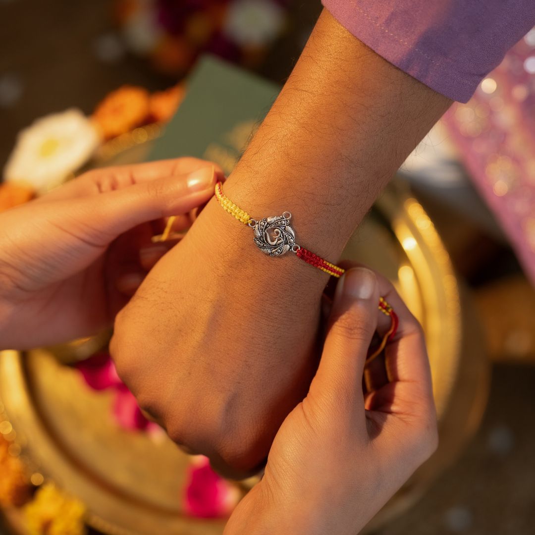 Om Blessing Silver Rakhi