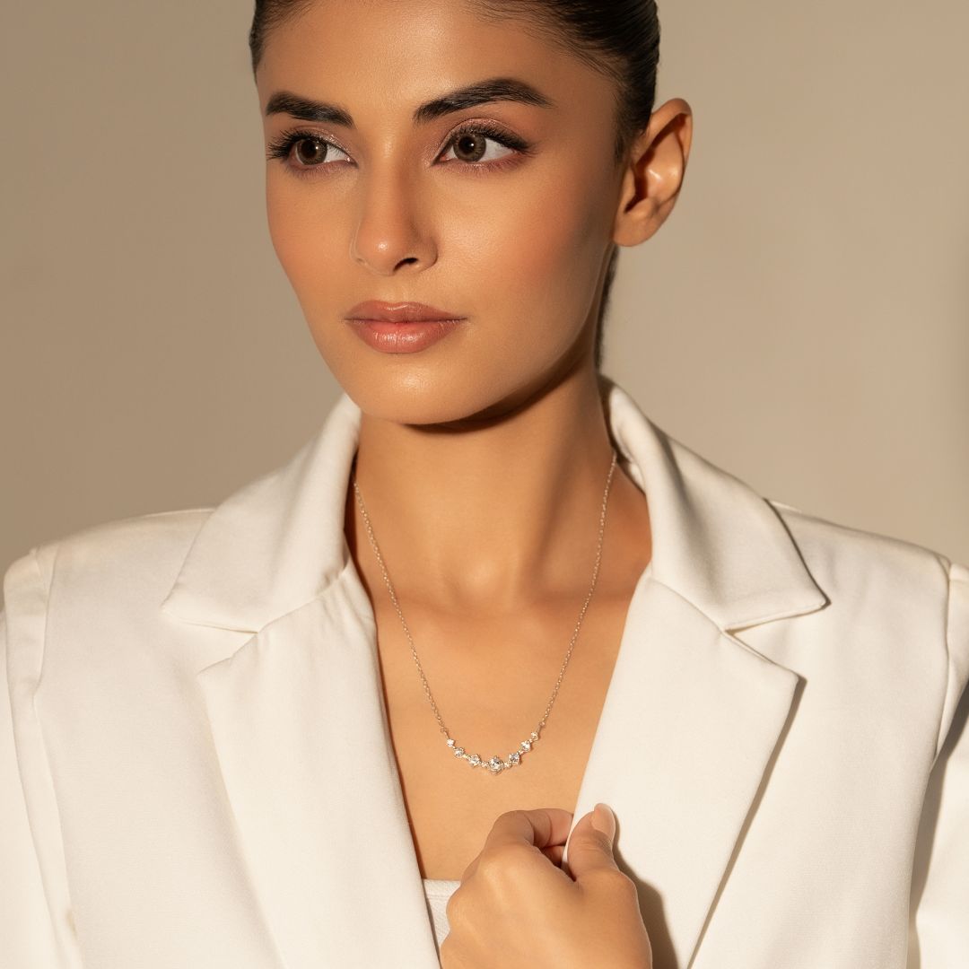 Elara Crystal Curve Pendant With Chain
