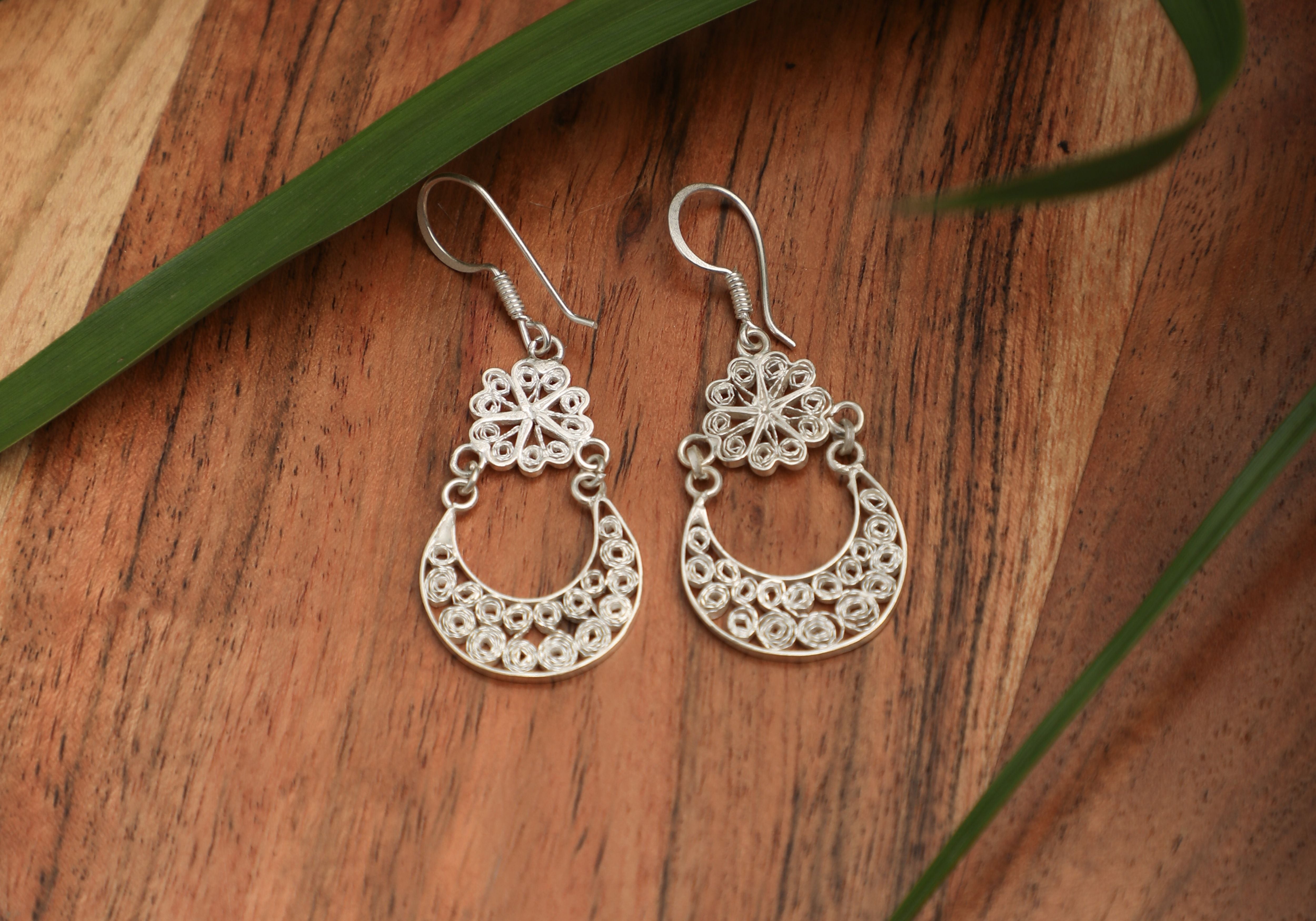 Gitanjali Silver Filigree Earrings