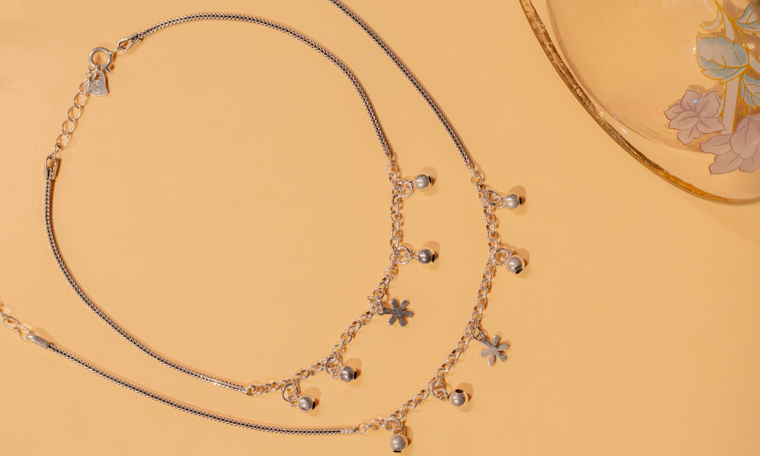 925 Silver Gulika Graceful Drop Anklet