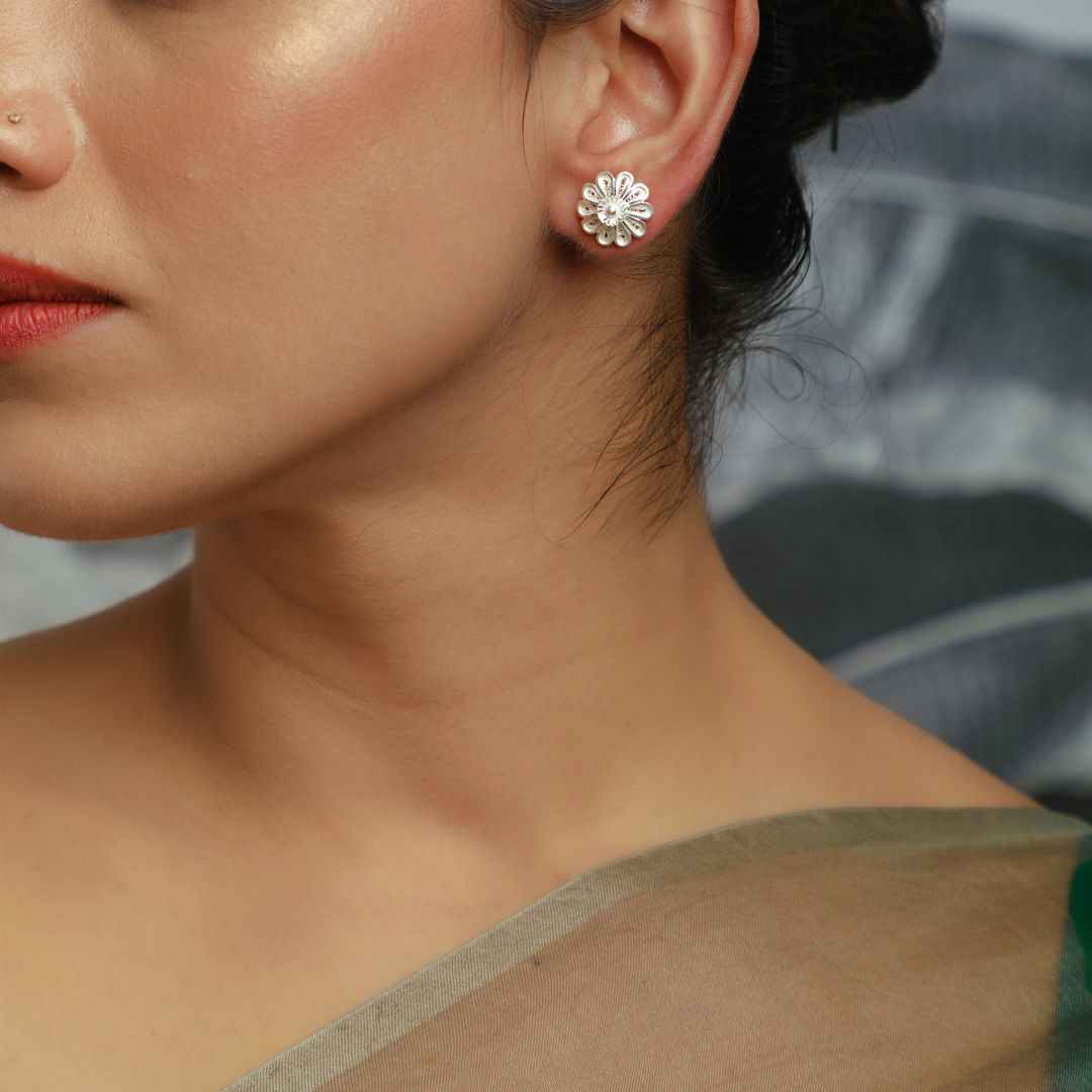 traditional Tarakashi filigree silver jhumkas India