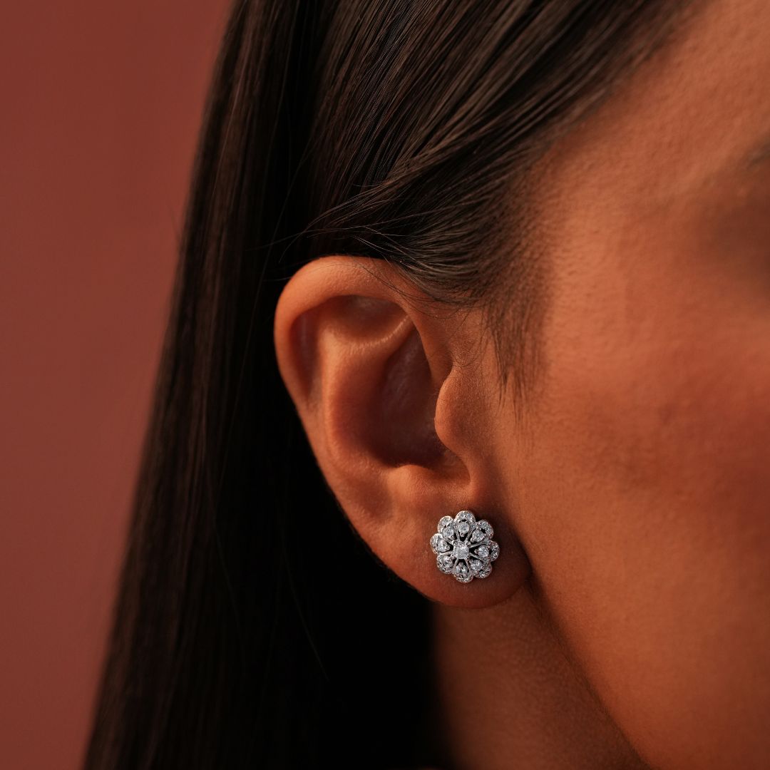 Pushpanjali Silver Studs