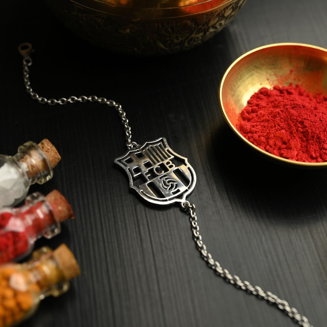 FC Barcelona Silver Bracelet Rakhi