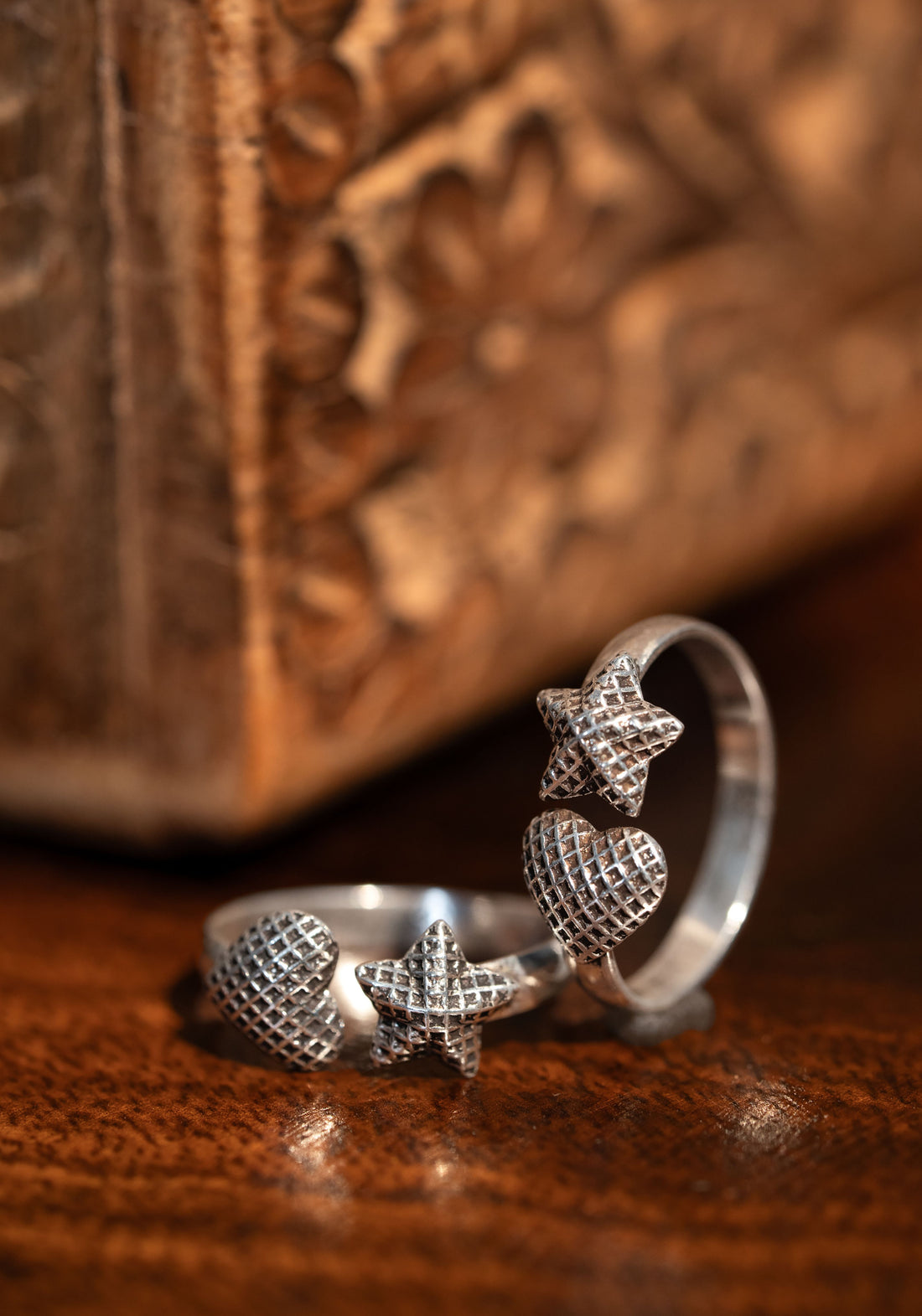 Star Heart Dual Motif Contemporary Toe Ring