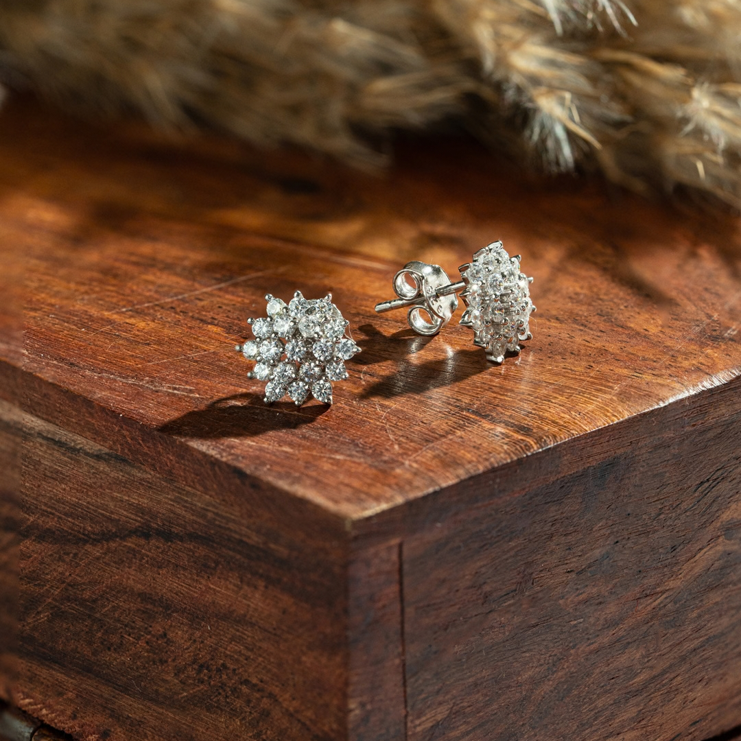 Floral Spark Silver Studs