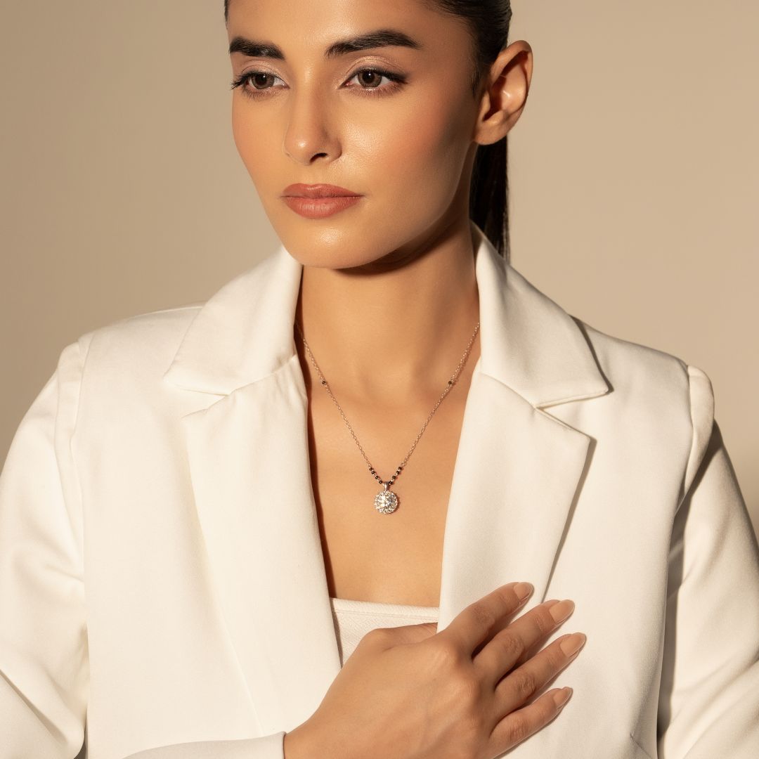 Velmira Circle Silver Mangalsutra