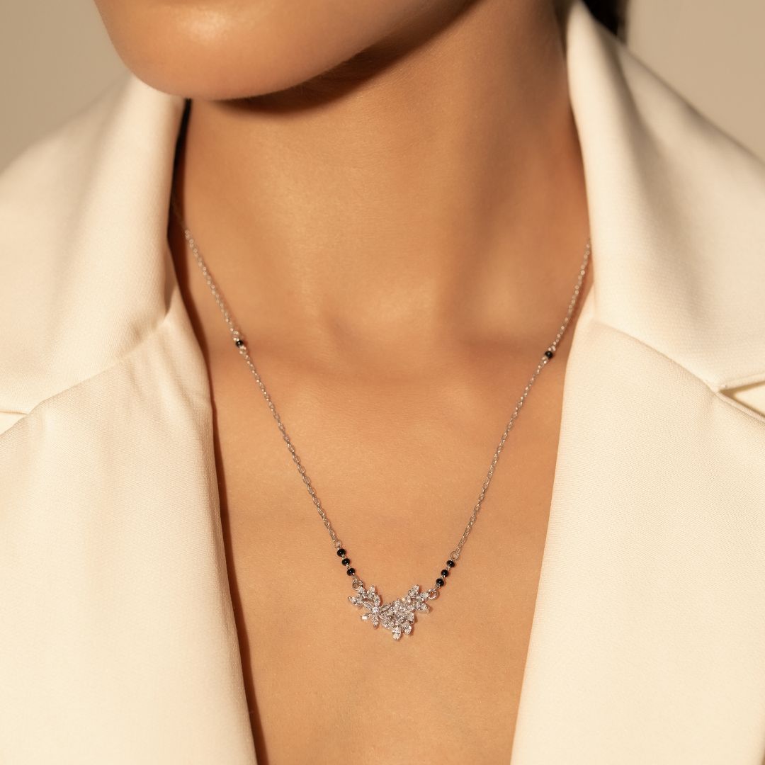 Aviora Blossom Silver Mangalsutra