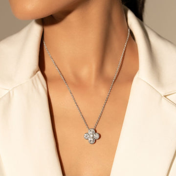 Crystal Blossom White Pendant With Chain