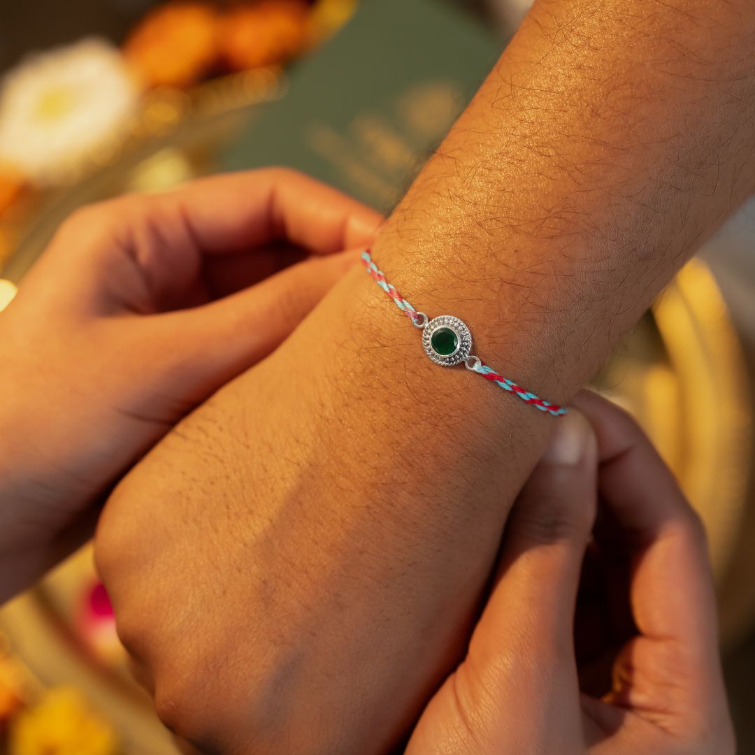 Emerald Silver Rakhi