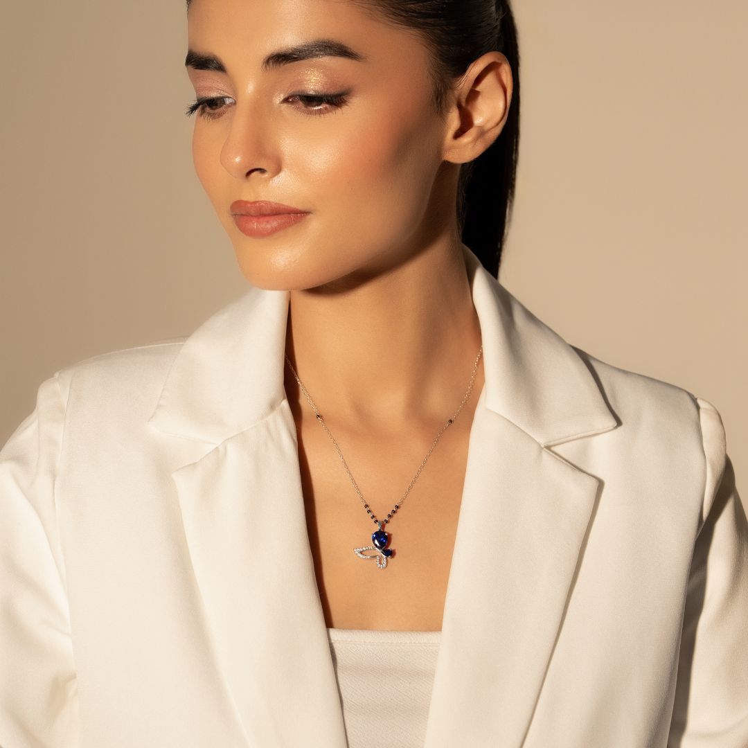 Blue Butterfly Charm Mangalsutra