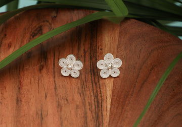 Hiranya Silver Filigree Earrings