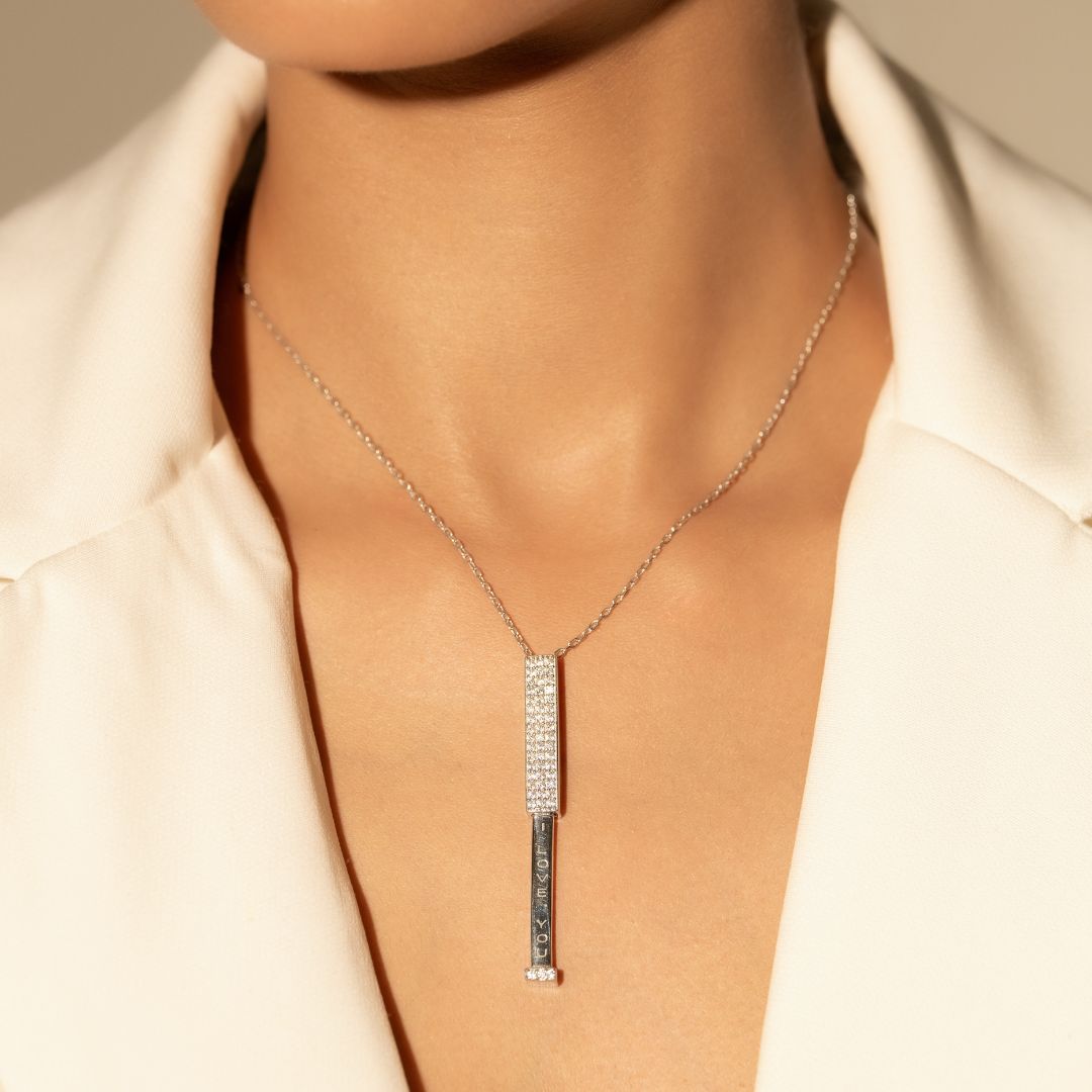 Aurevia Crystal Bar Pendant With Chain
