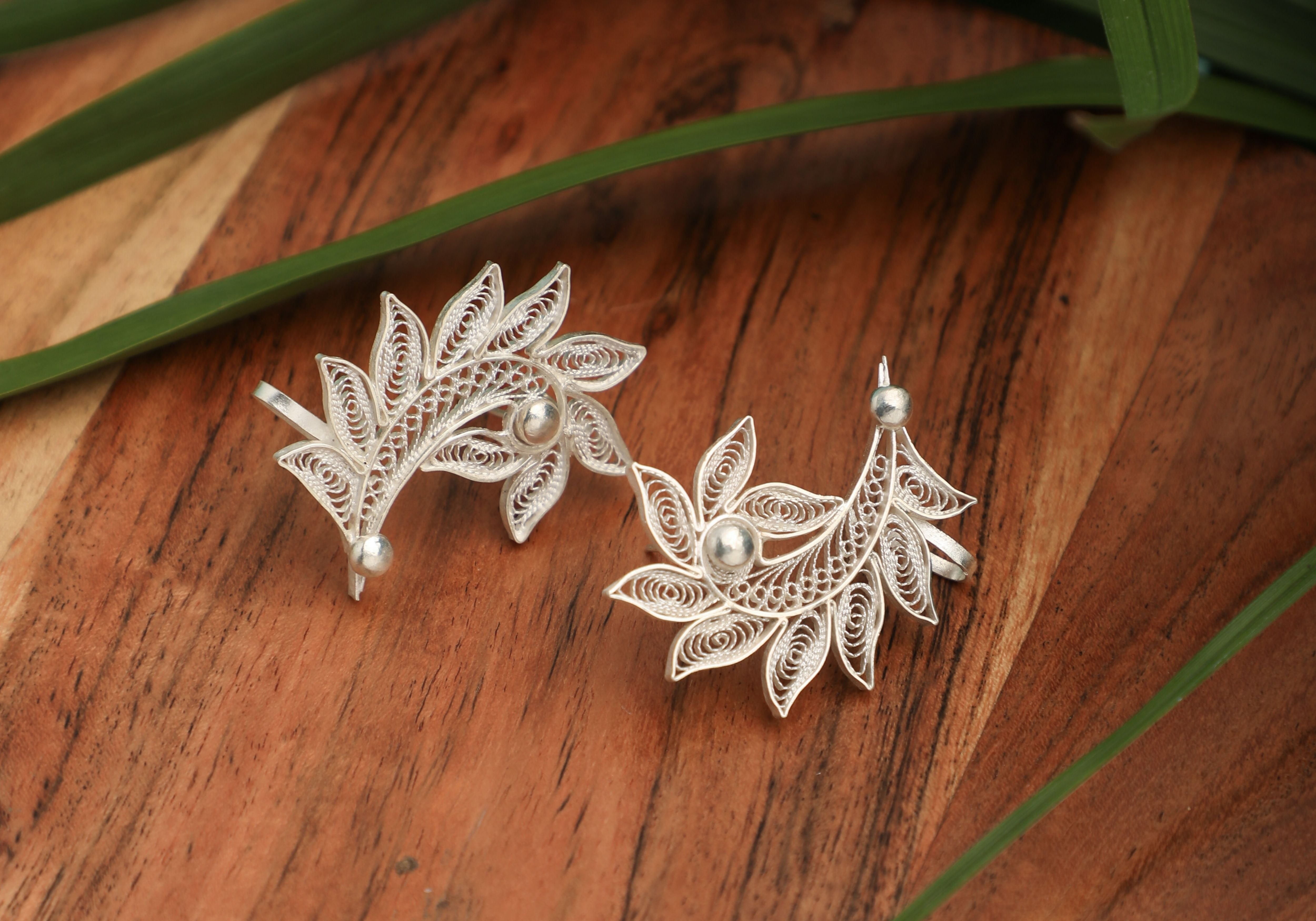 Pragyan Silver Filigree Earrings