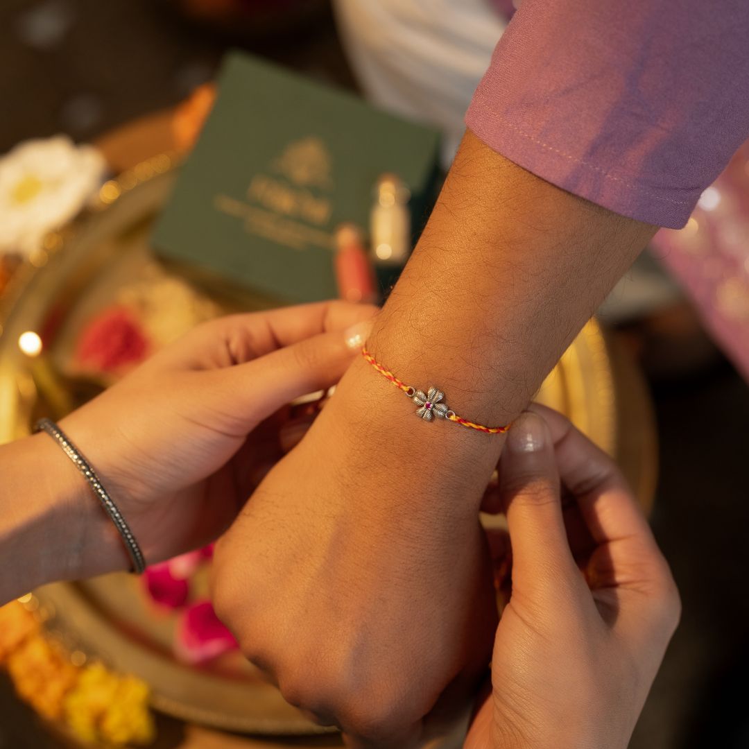 Blossom Grace Silver Rakhi