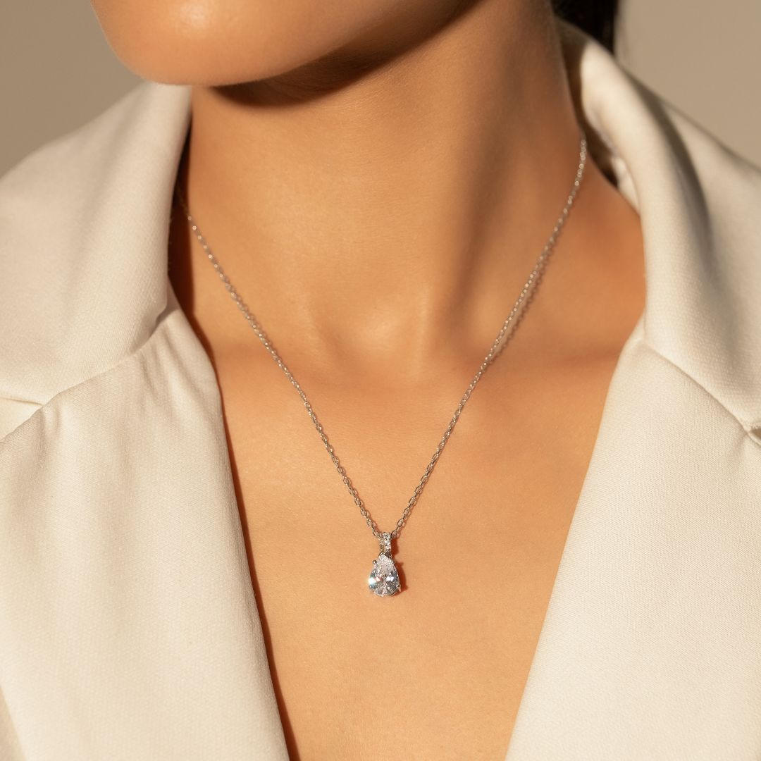 Pear Drop Pendant With Chain