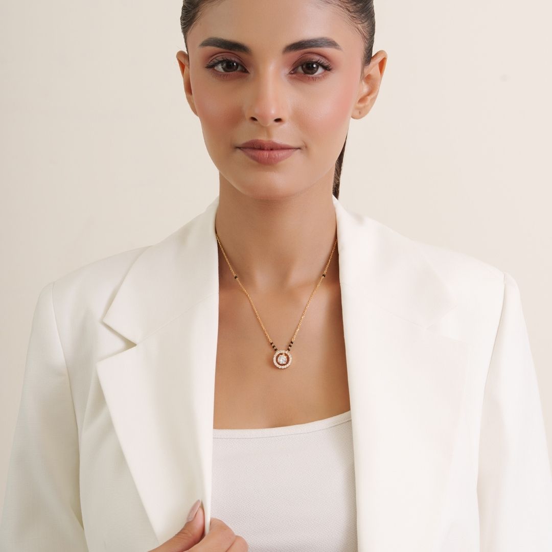 Diamond Halo Gold Mangalsutra