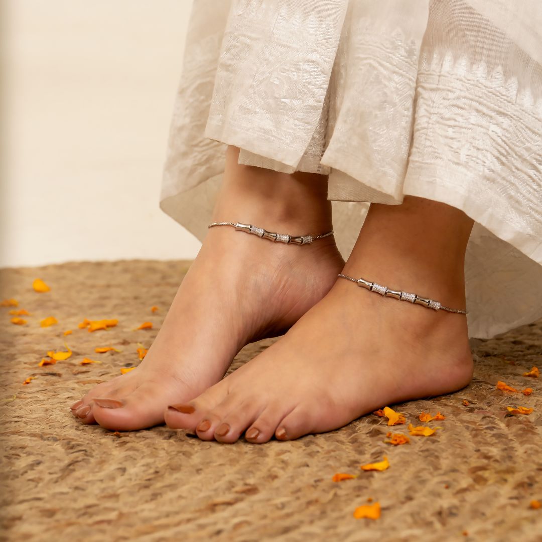 hallmarked 925 sterling silver payal anklets India