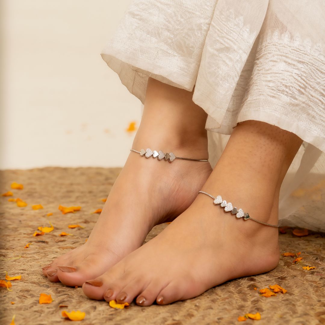 ethnic 925 sterling silver anklets women India