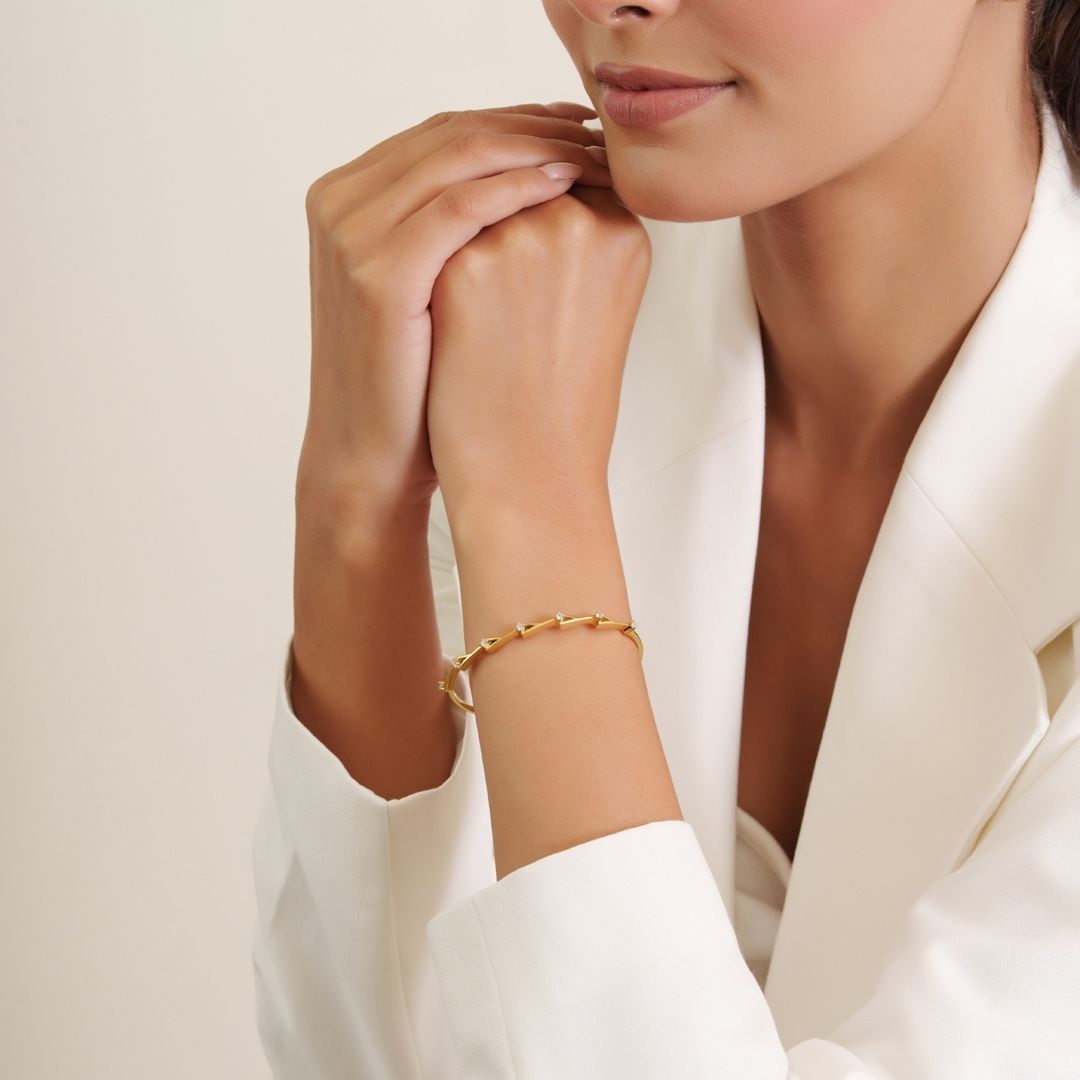 Elara Crystal Wave Gold Bracelet
