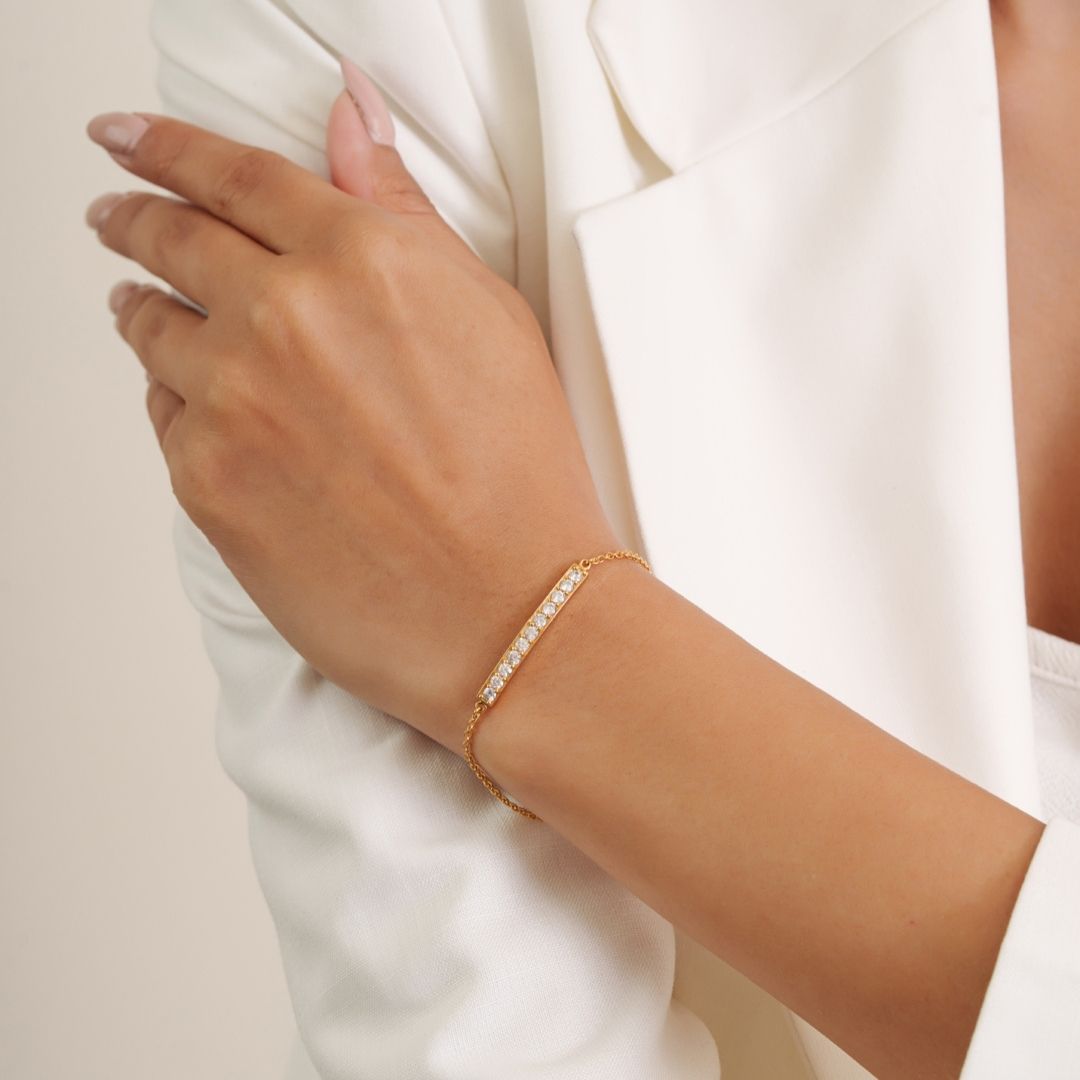 Crystal Bar Gold Bracelet