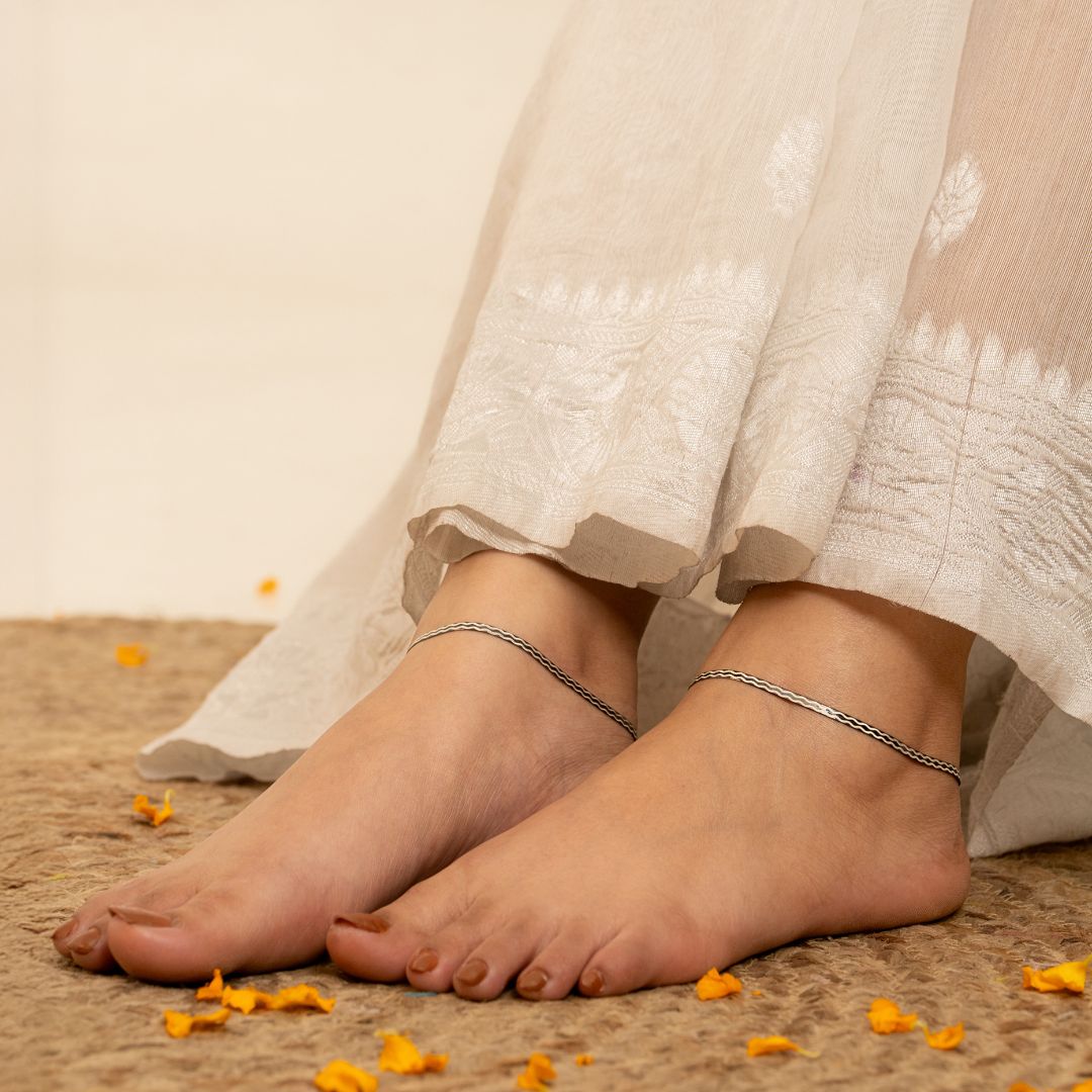 ethnic 925 sterling silver anklets women India