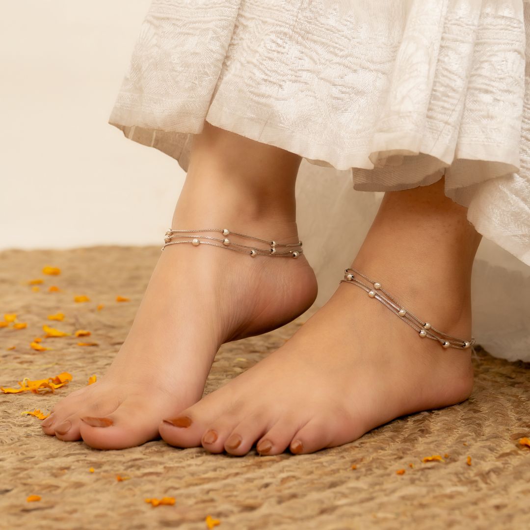 ethnic 925 sterling silver anklets women India