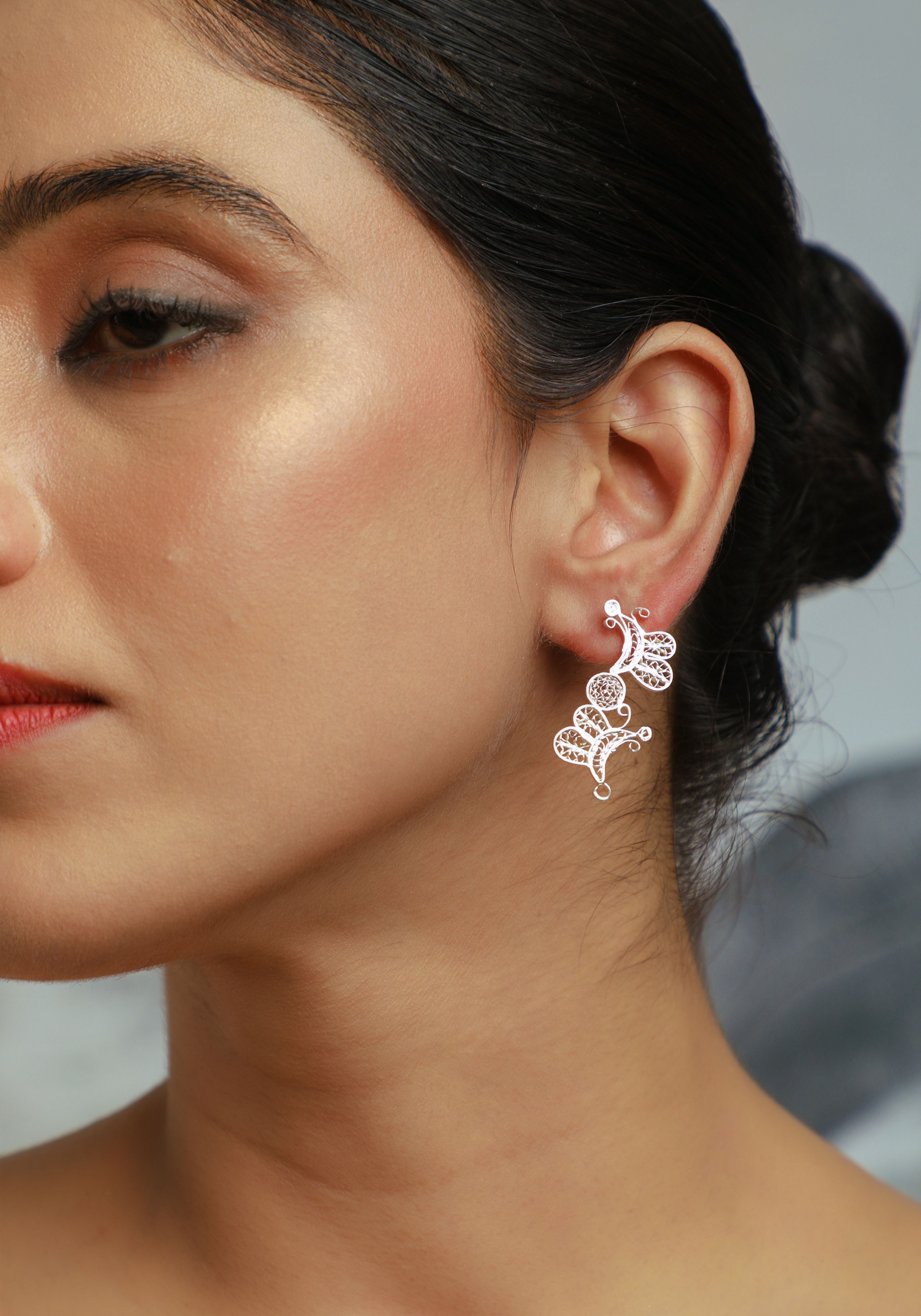 Vibhuti Silver Filigree Earrings