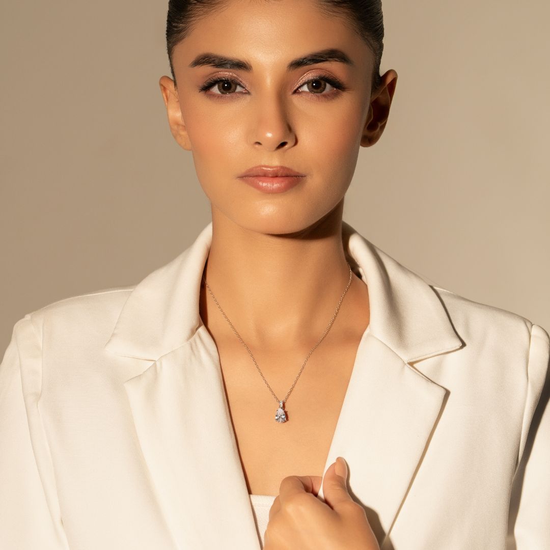 Pear Drop Pendant With Chain