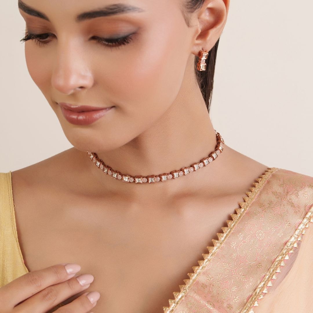 Mehr Kundan Glow Necklace Set with Earrings
