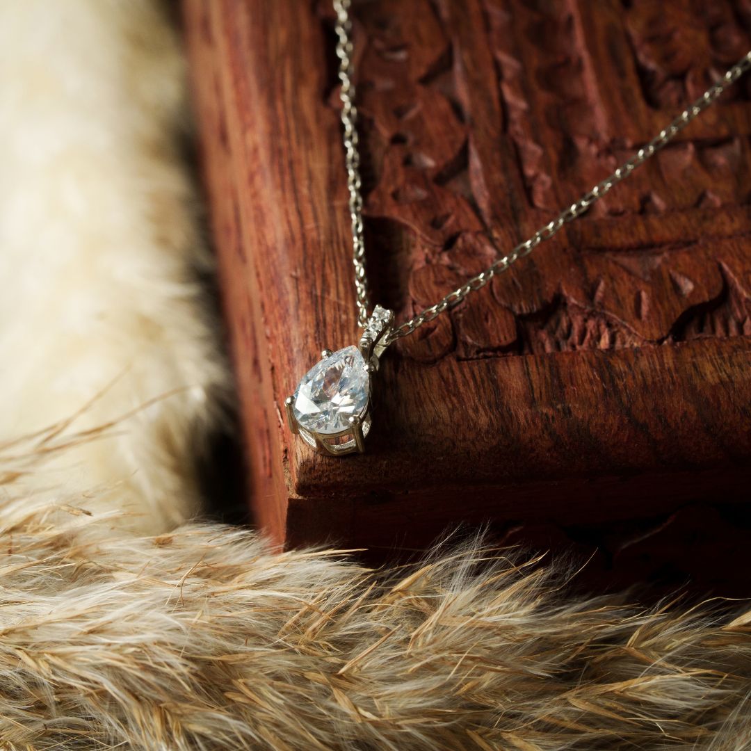 Pear Drop Pendant With Chain