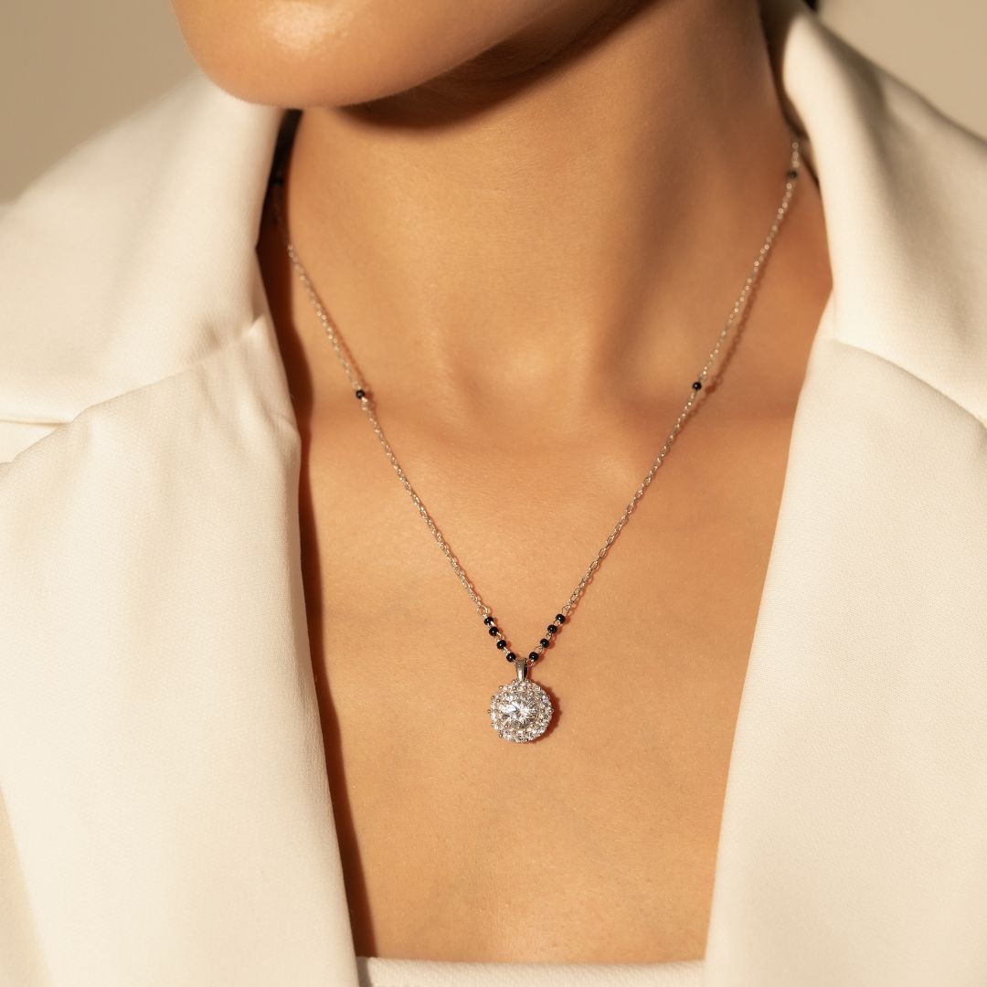Velmira Circle Silver Mangalsutra