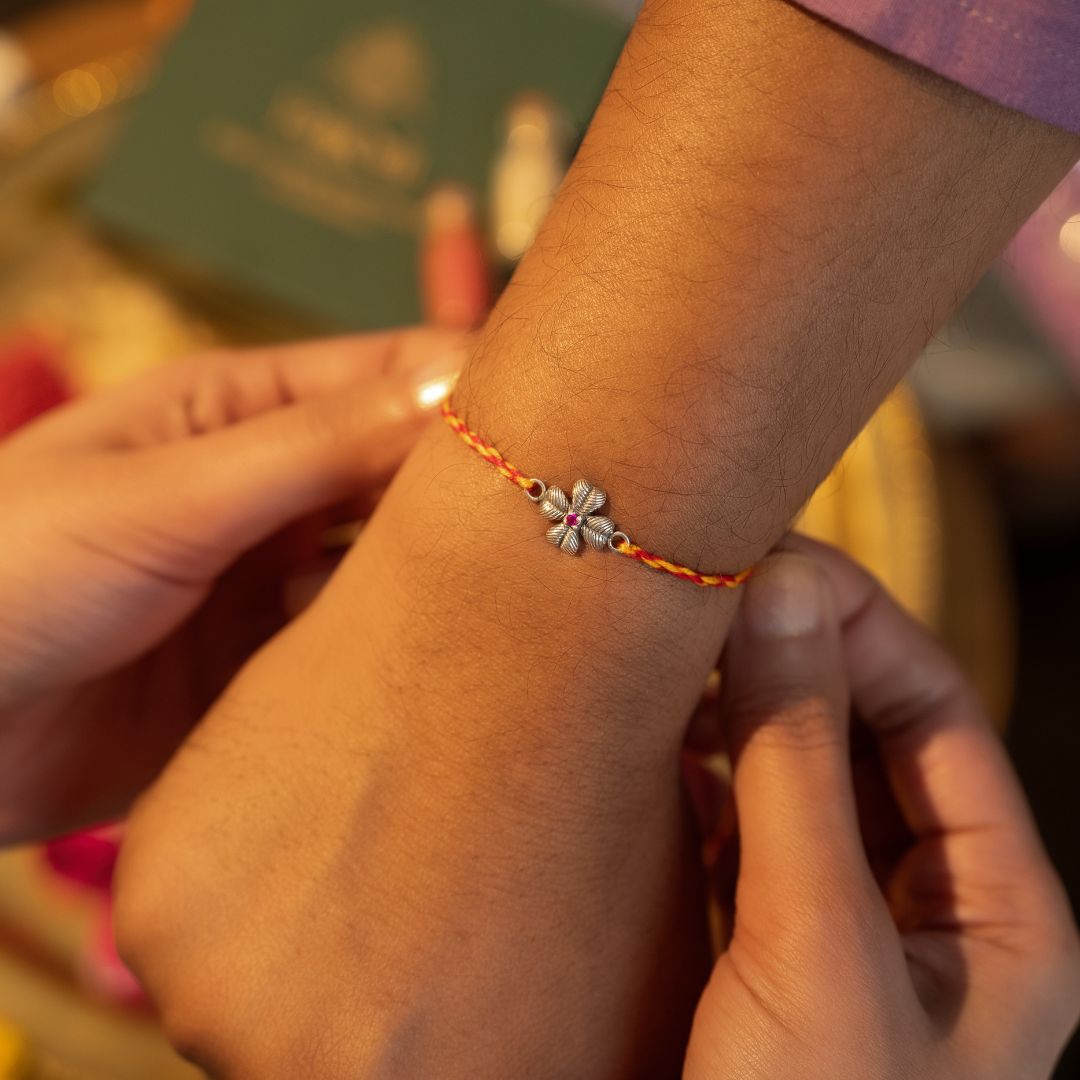 Blossom Grace Silver Rakhi