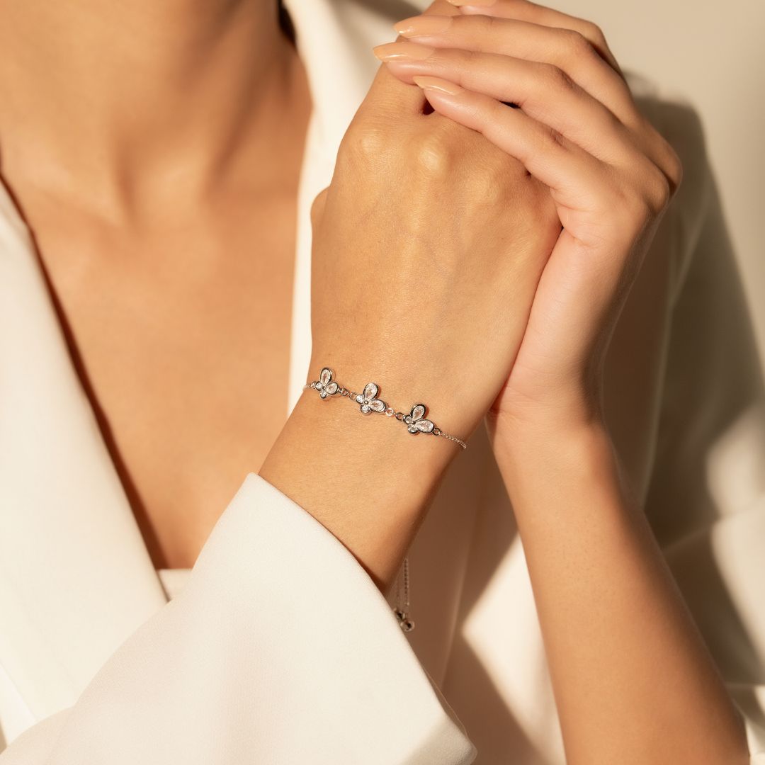 Butterfly Bloom Silver Bracelet