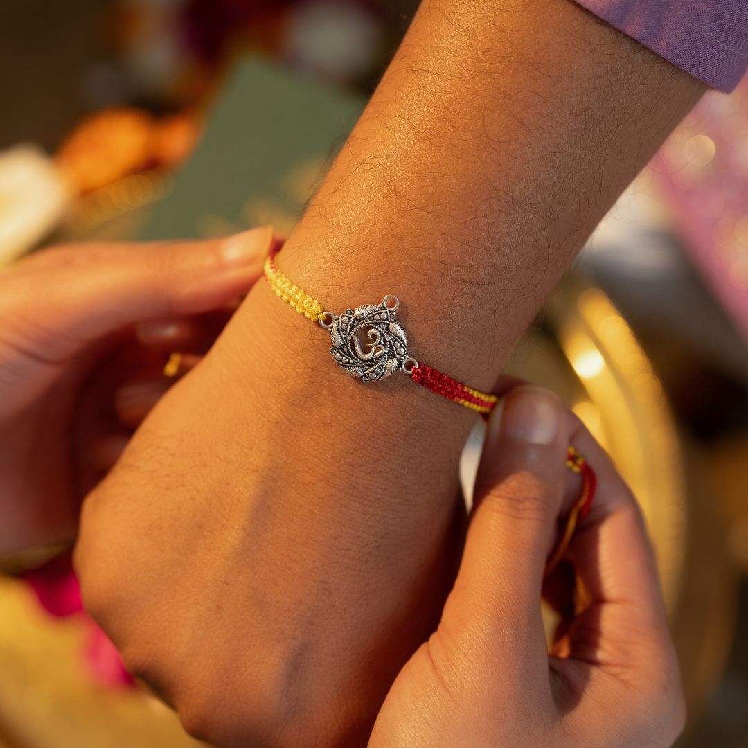 Om Blessing Silver Rakhi