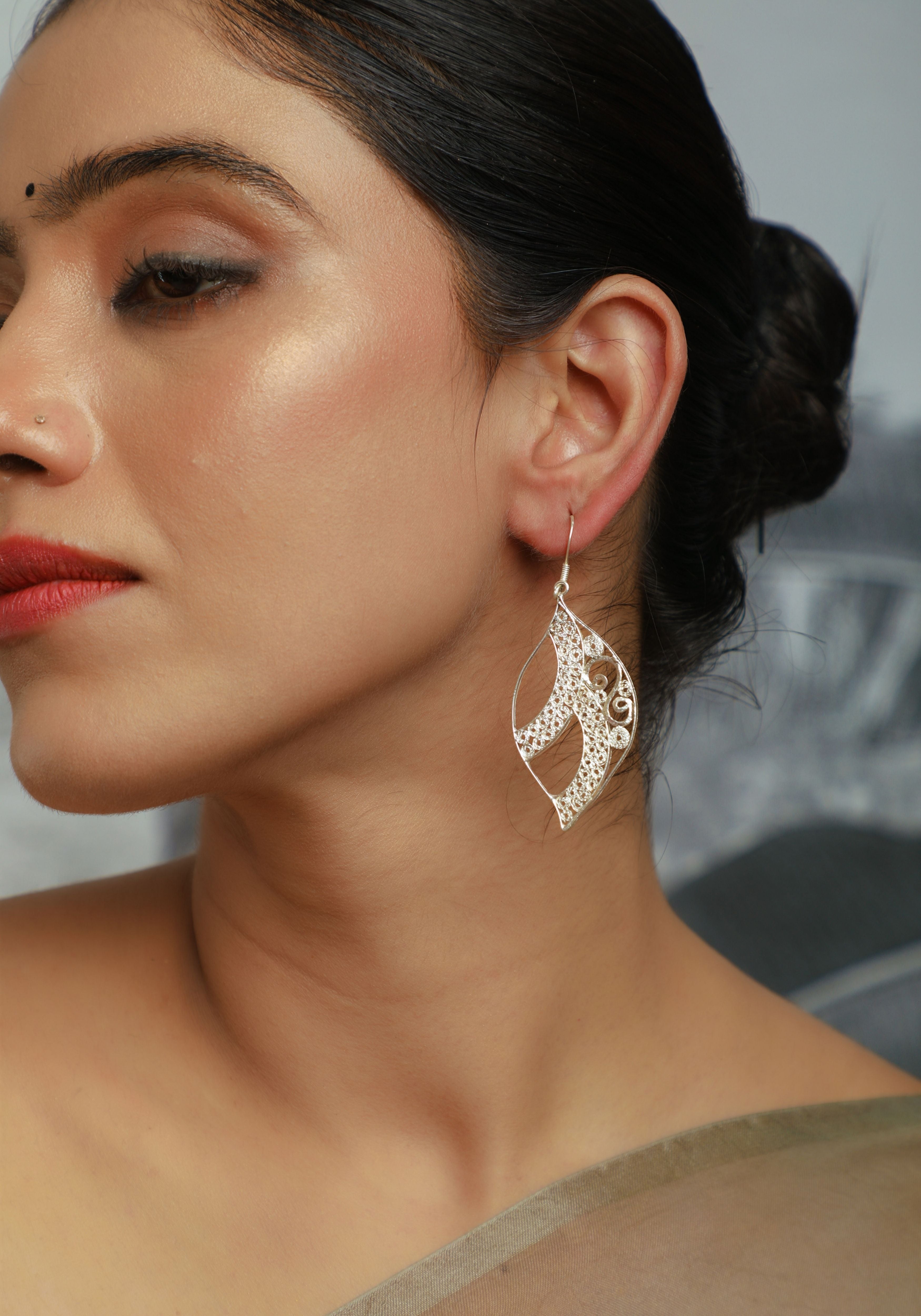 Indragop Silver Filigree Earrings