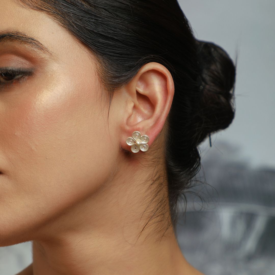 traditional Tarakashi filigree silver jhumkas India