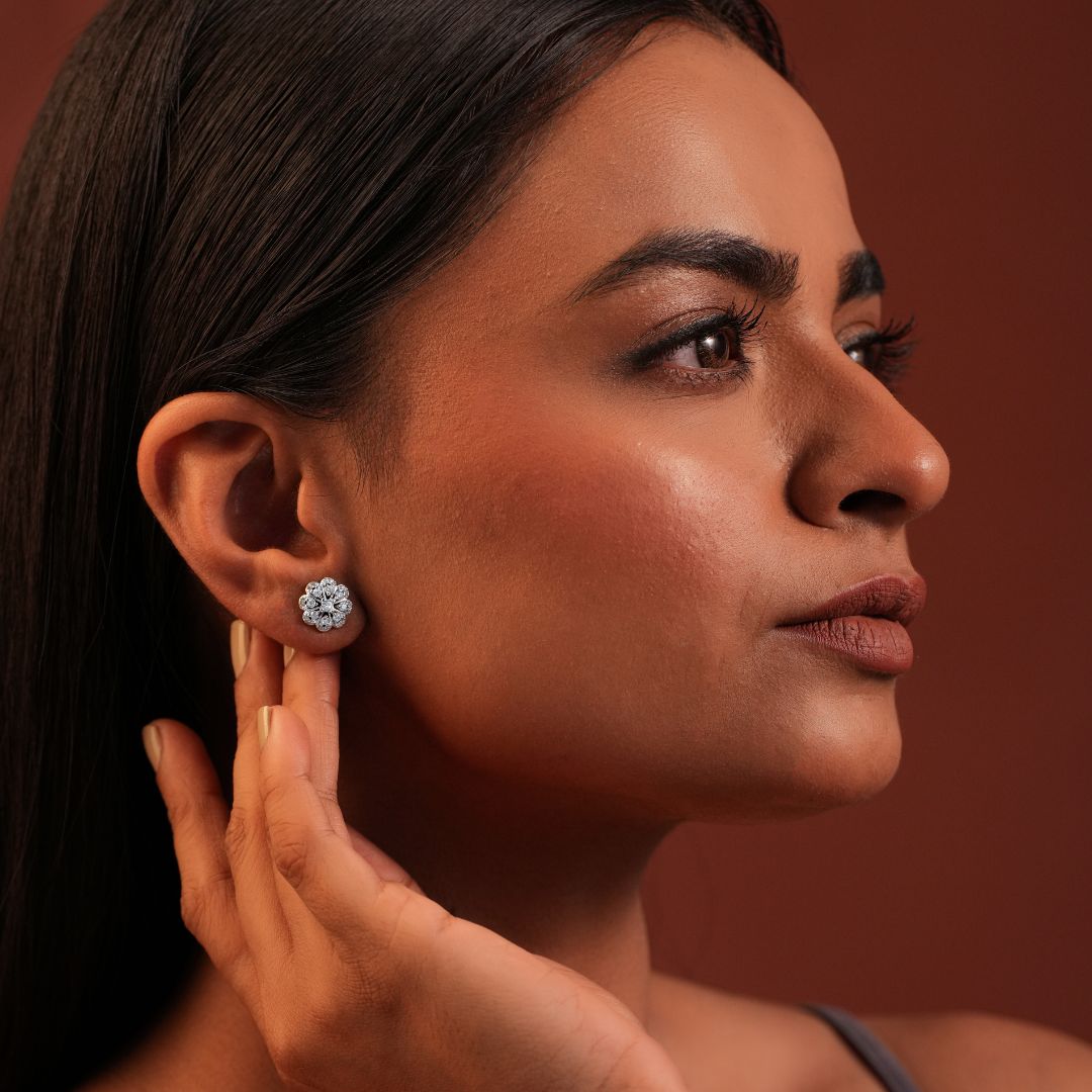 Pushpanjali Silver Studs