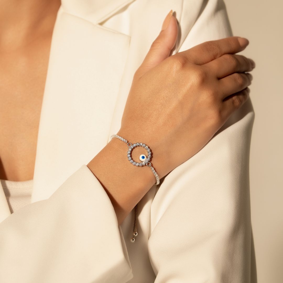 Nazar Glow Silver Bracelet